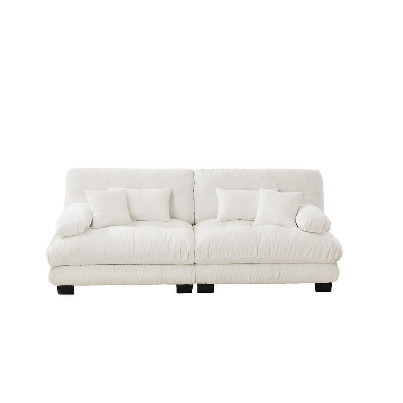 2-Seater Cloud Couch for Living Room, Chenille Fabric Sofa with 2 Lumbar & 2 Throw Pillows, High-Resilience Foam image number 0