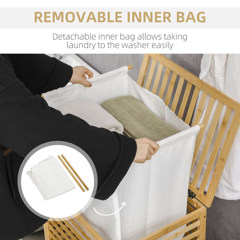 Bamboo Laundry Storage: Hamper with Lid for Bathroom/Bedroom