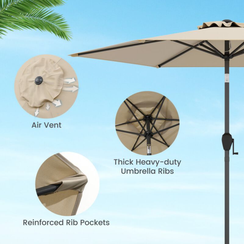 7.5 feet Outdoor Patio Heavy Duty Market Umbrella with Push Button Tilt image number 4