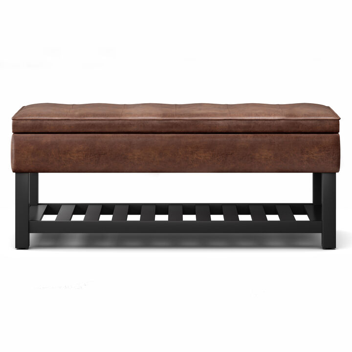 Simpli Home Cosmopolitan Storage Ottoman Bench with Open Bottom