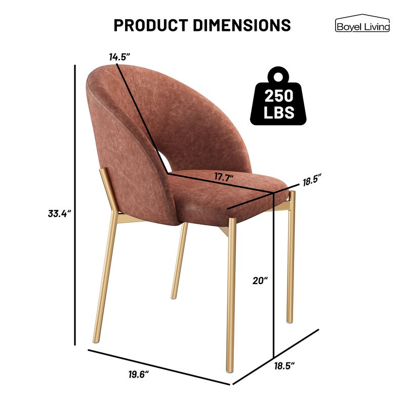 PU Dining Side Chair with Metal Legs,  for Dining Room, Bedroom, Living Room, Study Room, Office Area (Set of 2) image number 3