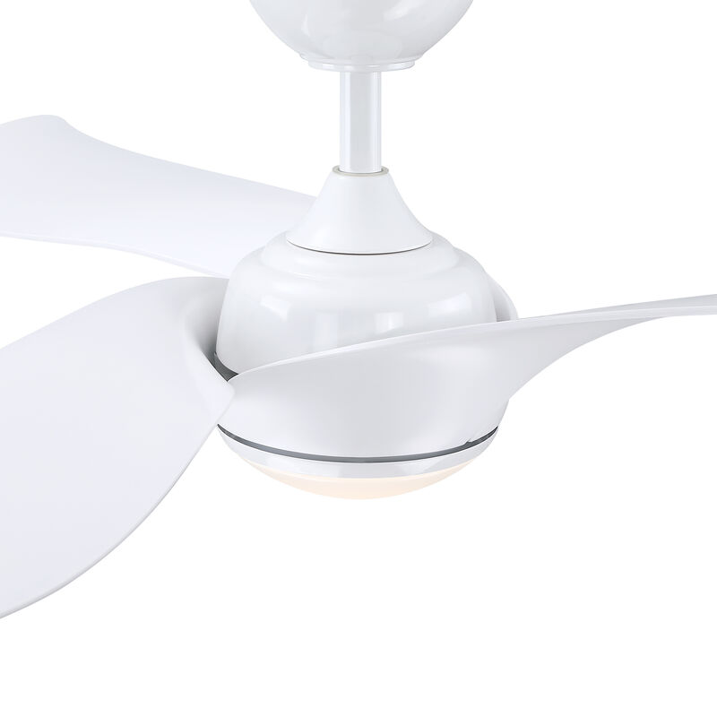 52" Modern White Reversible Dimmable 3 Aero Blades Ceiling Fan with Light and Remote for Bedroom, Living Room or Office image number 8
