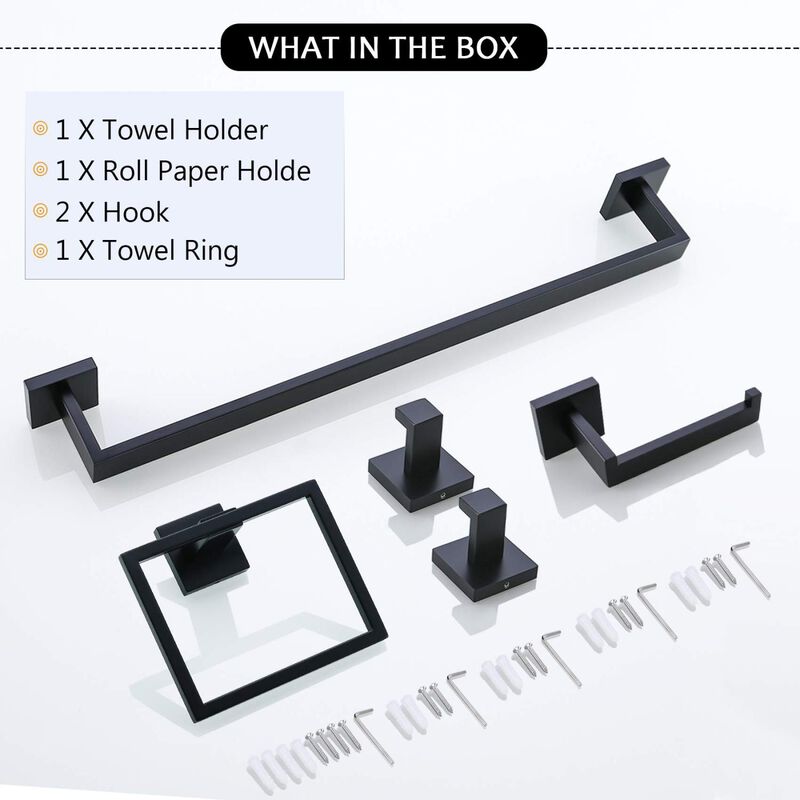 Streamdale 5-Piece Bathroom Accessory Set, Wall-Mount Stainless Steel image number 5