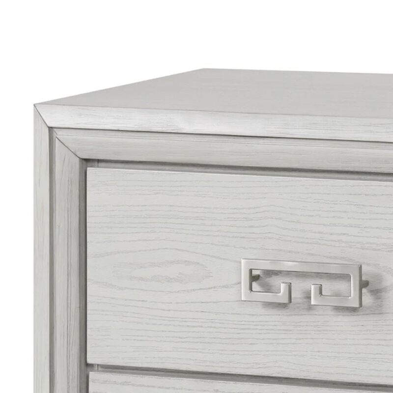 Queen Bedroom Set, White, Nickel Wood, 2 Piece Set with Nightstand image number 6