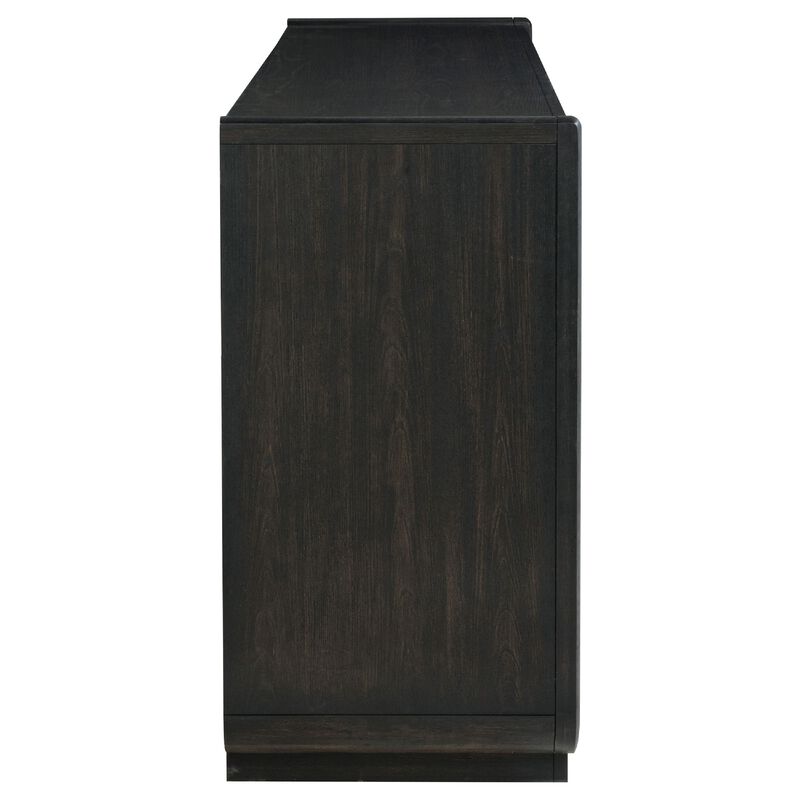 Lina Wide Dresser with 8 Drawers, Integrated Handles, Black Wood image number 5