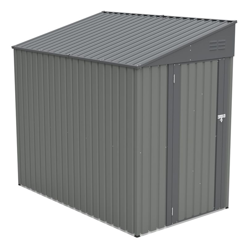 4x7 FT Olive Grey Lean-To Steel Shed, All-Weather Outdoor Storage with Vents & Lockable Doors image number 0