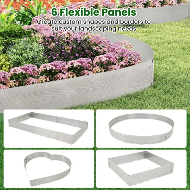 Hivvago 6-Pack 20 FT Galvanized Metal Landscape Edging for Lawn