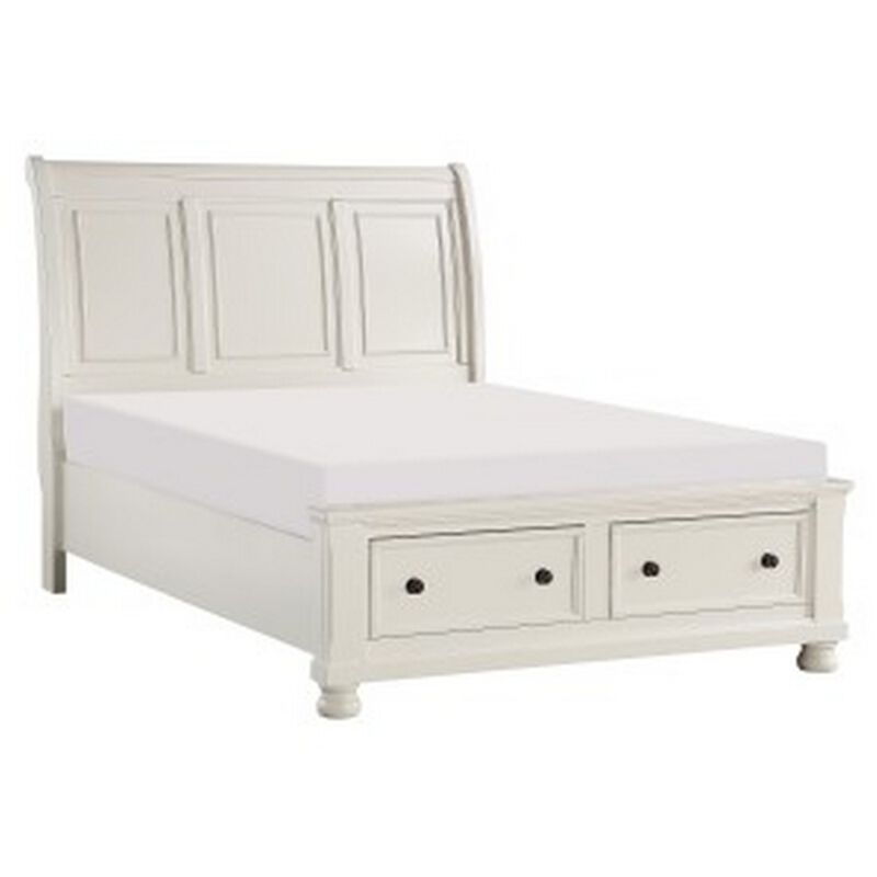 Queen Size Bedroom Set, White Finish, Storage Bed with Drawers, 3-Piece Set with Bed and Two Nightstands image number 2