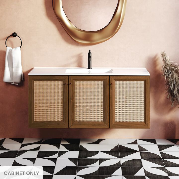 Classe 48" Wall-Mounted Bathroom Vanity Cabinet without Top in Brown Oak