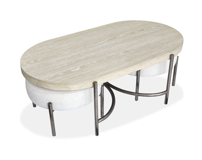 Jennings Cocktail Table with 2 Cocktail Ottomans