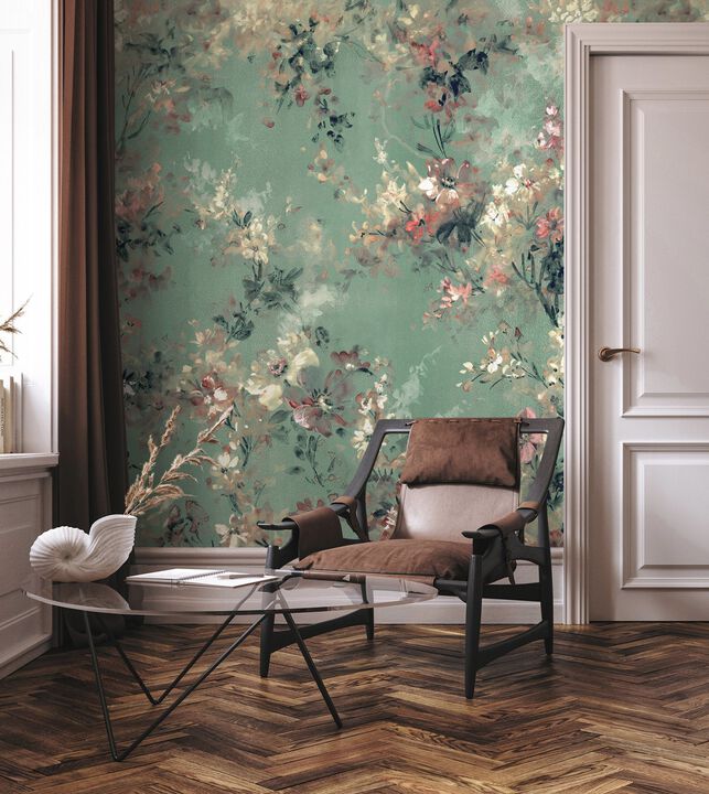 City Romance Floral Green Mural 35096