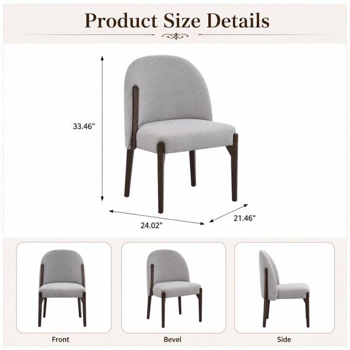 GOODSILO Set of 2 Mid-Century Modern Upholstered Dining Chairs, Sturdy Seating for Kitchen, Dining Room and Small Space Use