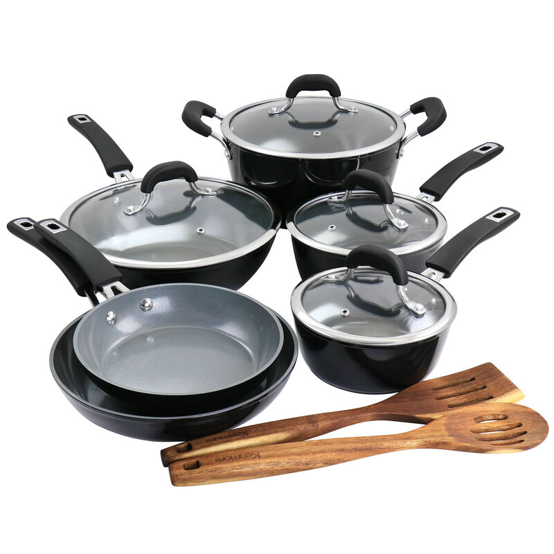 Kenmore 12 Piece Ceramic Coated Aluminum Cookware Set in Black image number 0
