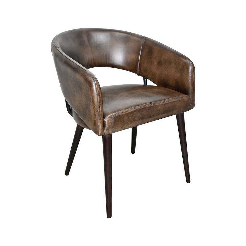 World Interiors Thorpe Dining Chair in Antique Whiskey Leather with Walnut Legs image number 1