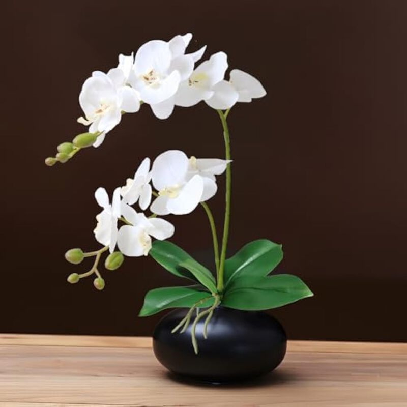 White Artificial Greenery Stems Garden Porch Decor 2 Branches image number 3