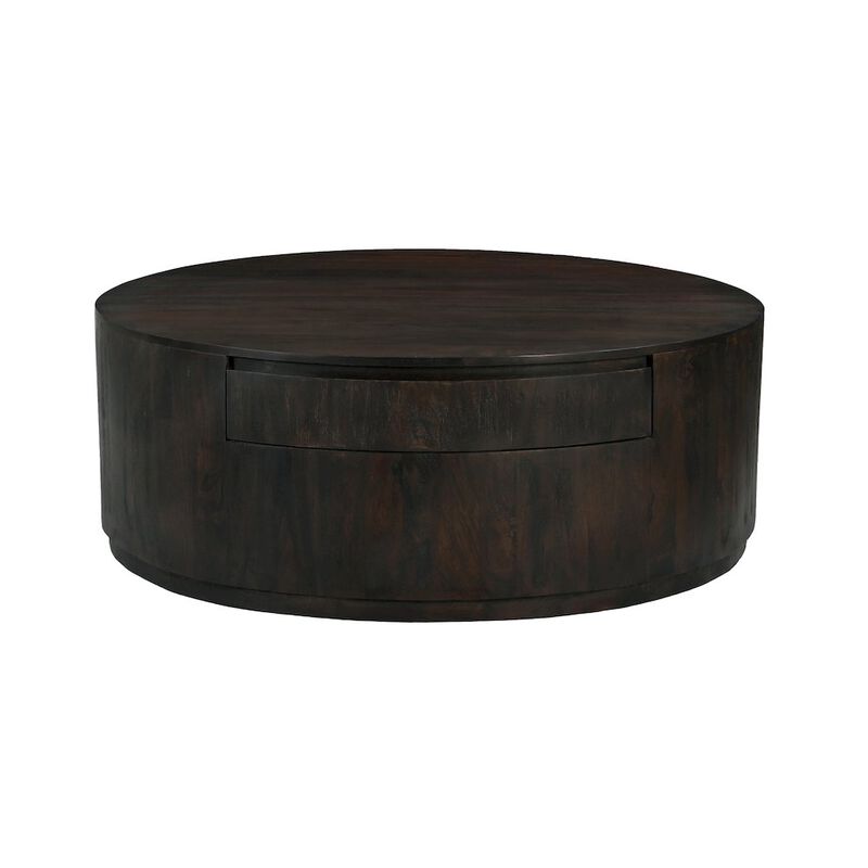 Flagstaff 48 Round Cocktail Table in Barista Brown with 2-Drawers