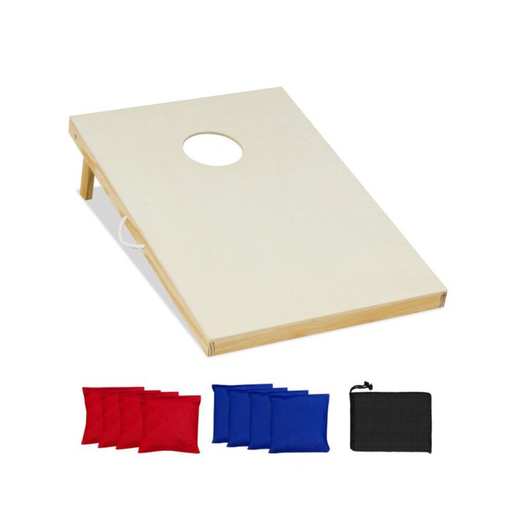 Hivvago Solid Wood Cornhole Board Set Portable Corn Hole Game Board Includes 8 Bean Bags