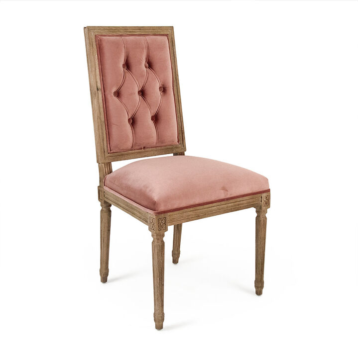 Rose Velvet Louis Side Chair