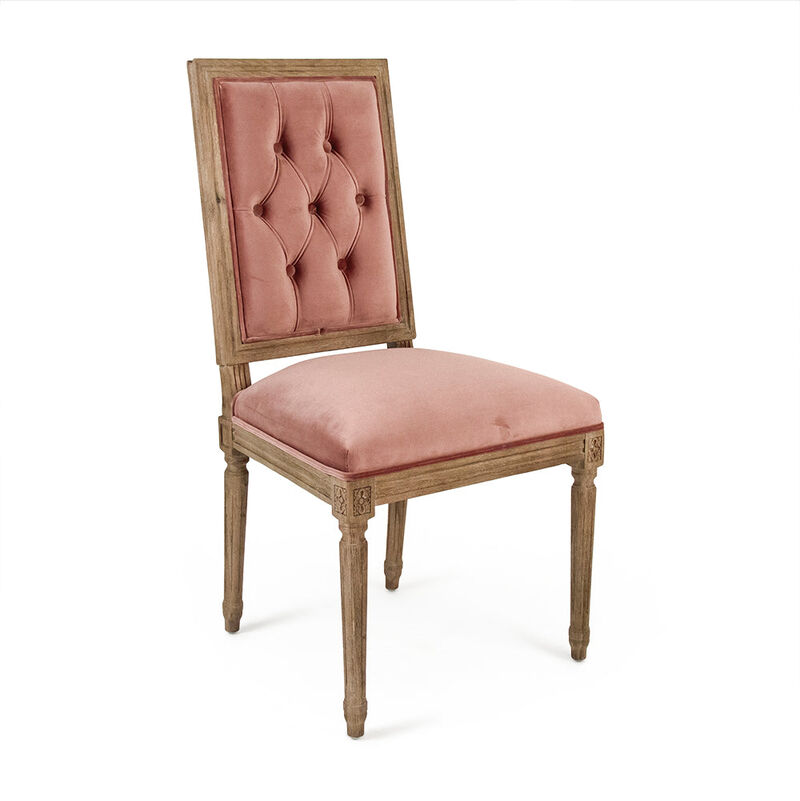 Rose Velvet Louis Side Chair