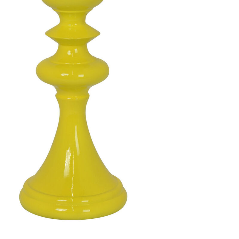 Meo Tabletop D&eacute;cor Candle Holder, Sculpted Turned Yellow Resin, 18 Inch image number 3