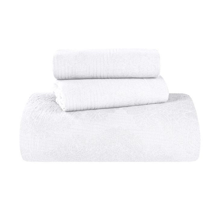 Soft Cotton Matelasse Bedspread Set, Lightweight Textured Bedding