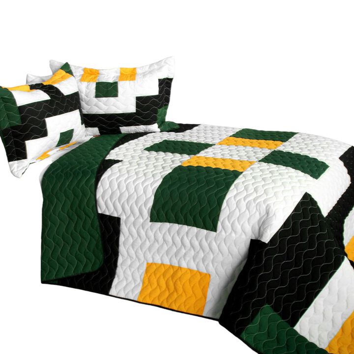 Wilderness Trip Quilted Patchwork Quilt Set 3PC Queen Size Cozy Bedding