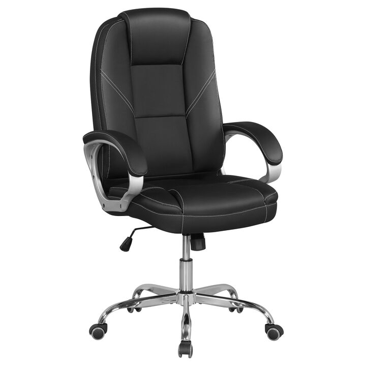 Ergonomic Office Chair with Leather Upholstery Padded Armrests and Rocking Backrest