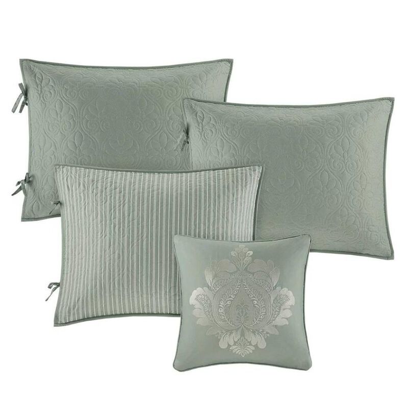 Hivvago 6-Piece Country Cottage Quilted Seafoam Green Reversible Daybed Cover Set