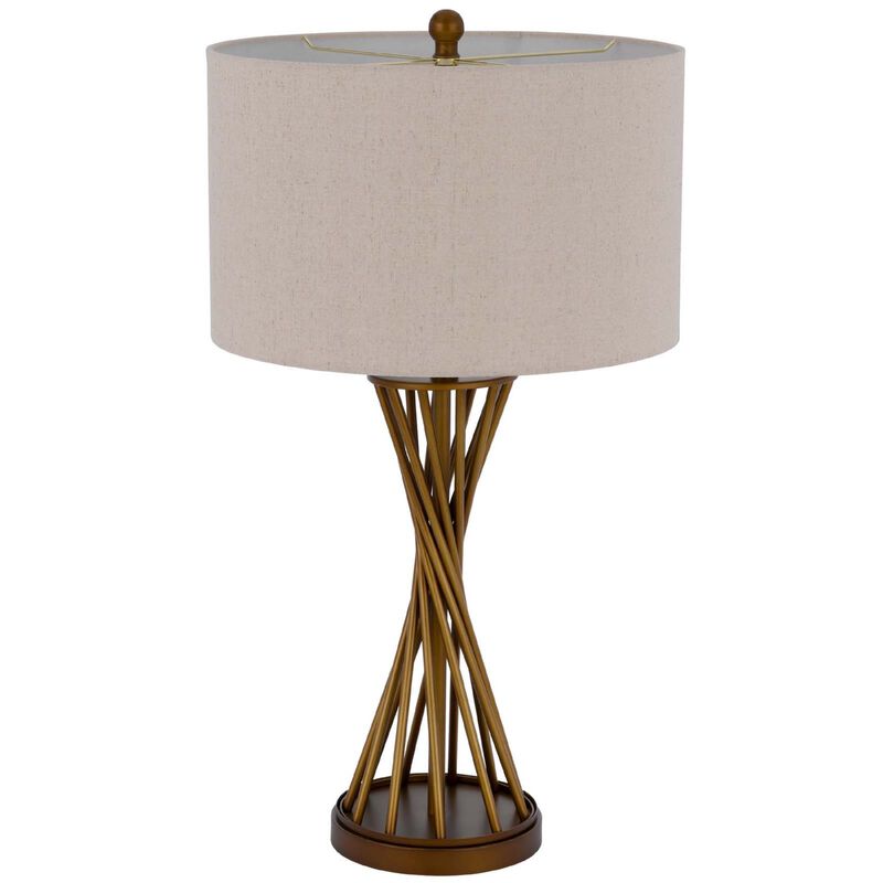 Table Lamp, Twisted Hourglass Gold Base, Light Brown Shade, 31 Inch image number 3