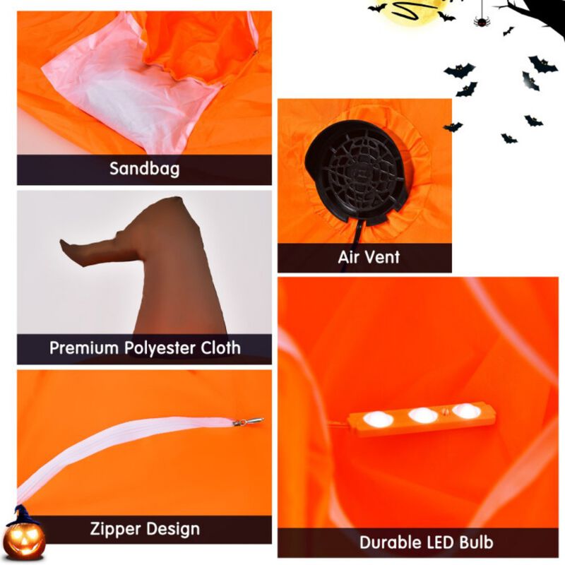 4ft Halloween Yard Glowing Inflatable Pumpkin with Built-In LED Light image number 5
