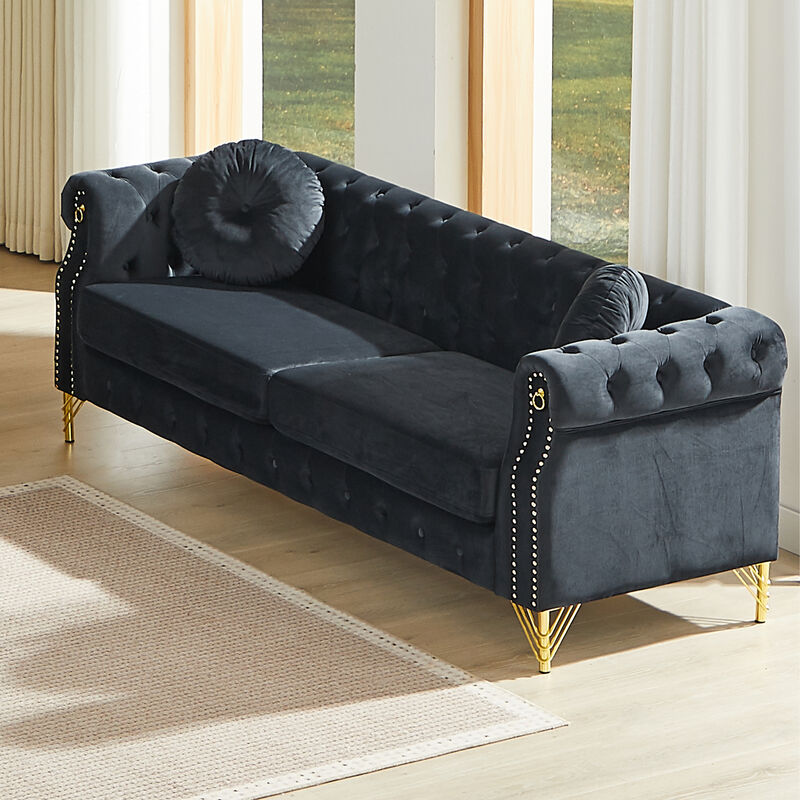 Wapces 82-Inch Velvet Chesterfield sofa image number 7