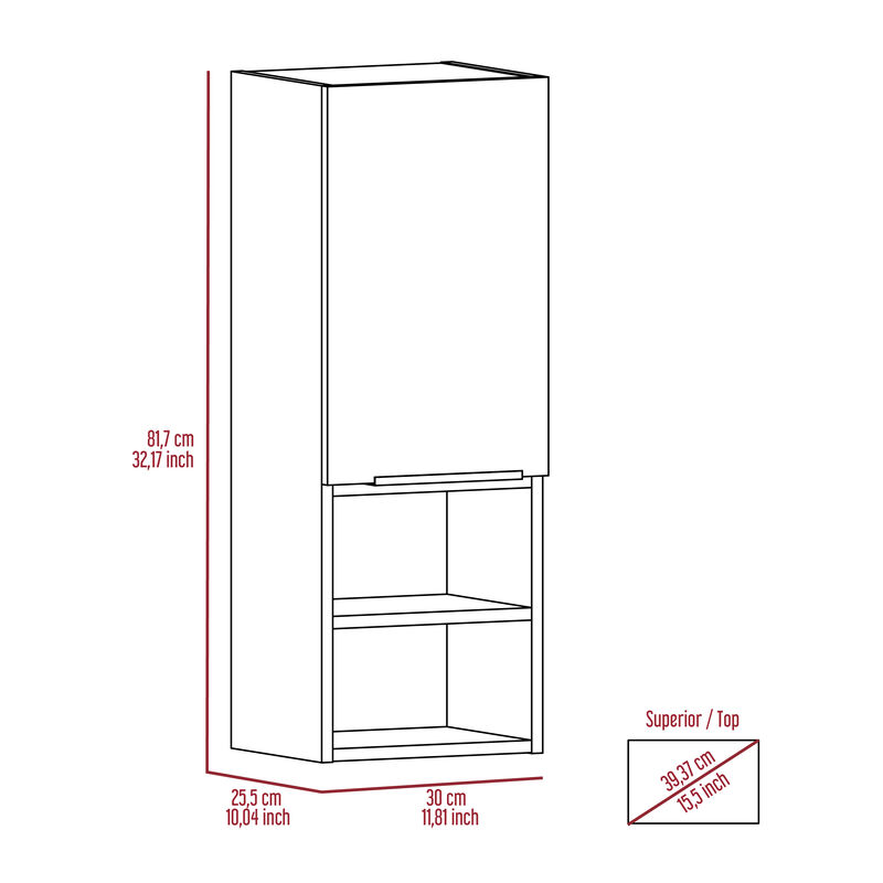 DEPOT E-SHOP Savona Medicine Single Door Cabinet, Two External Shelves, Two Interior Shelves, Black