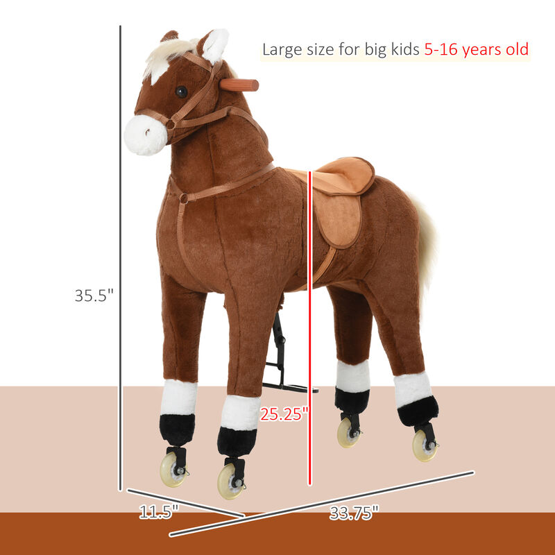 BreeBe Plush Ride-On Horse with Easy Rolling Wheels image number 2
