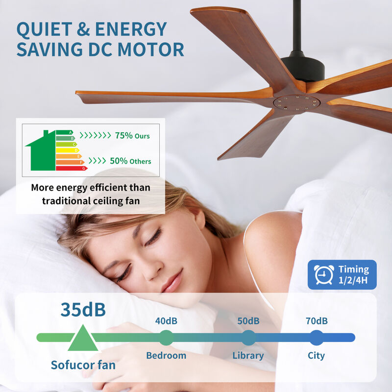 ELEMENT ACE 52 Inch 5-Blade DC Motor Ceiling Fan with Light and Remote, Quiet Reversible Operation for Indoor Outdoor Use in Patios, Living Rooms, Bedrooms, Offices image number 4