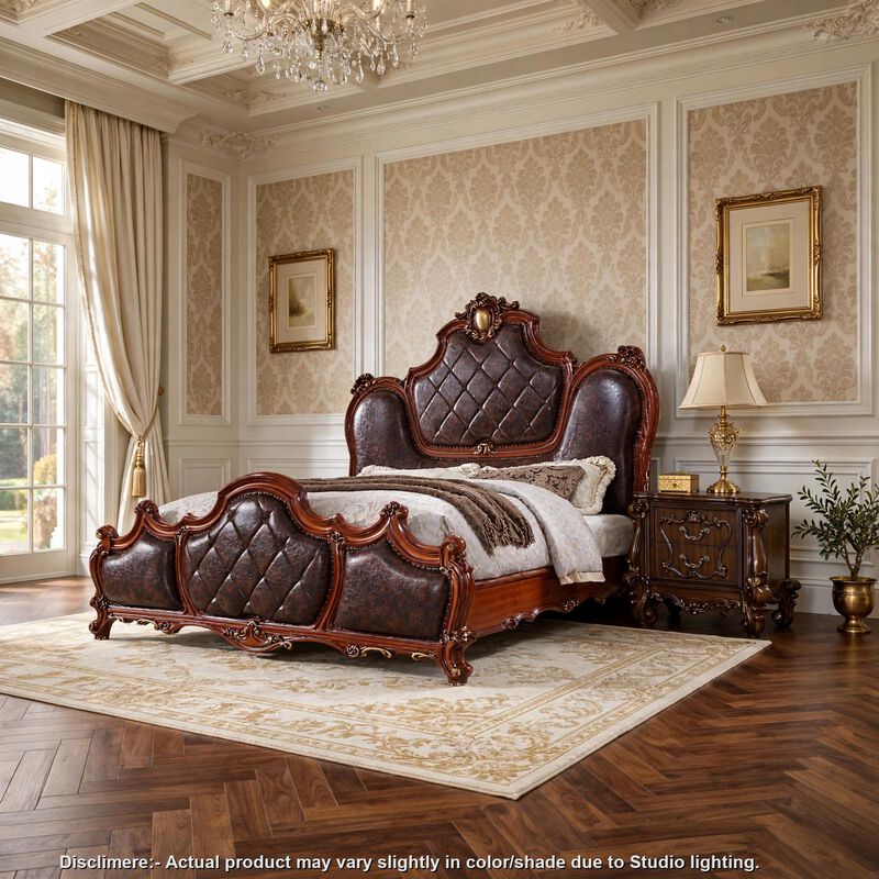 2pc King Bedroom Set, Brown, Nightstand image number 1