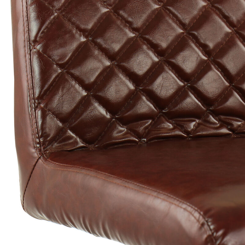 Elama 2 Piece Adjustable Tufted Faux Leather Bar Stool in Glossy Cherry with Chrome Base