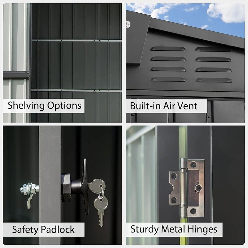 CLIHOME 8.2x6.2Ft Outdoor Metal Storage Shed,Patio Galvanized Steel Outdoor Storage Cabinet with Lock image number 3