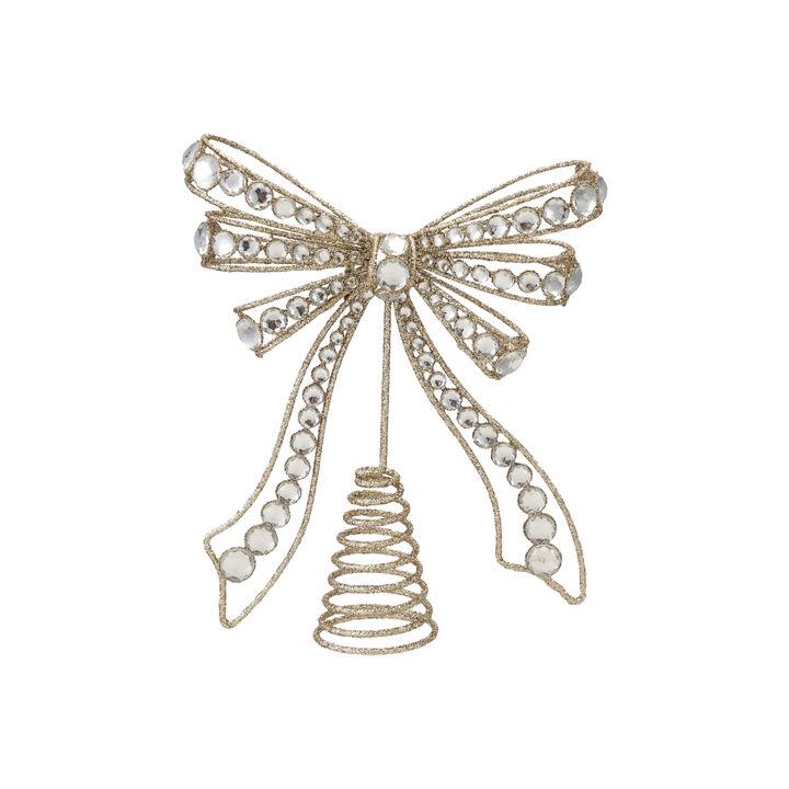 Champagne Iron Bow Tree Topper with Acrylic Jewels