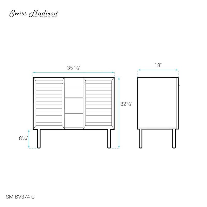 Bron 36" Freestanding Bathroom Vanity Cabinet without Top in Golden Oak image number 4