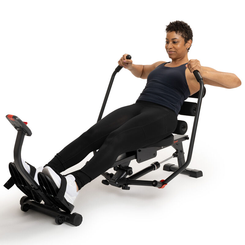 Sunny Health & Fitness 2-in-1 Smart Full Motion Rowing Machine with Core Trainer, 12 Resistance Levels & Trainer-Led Workouts via SunnyFit App image number 1
