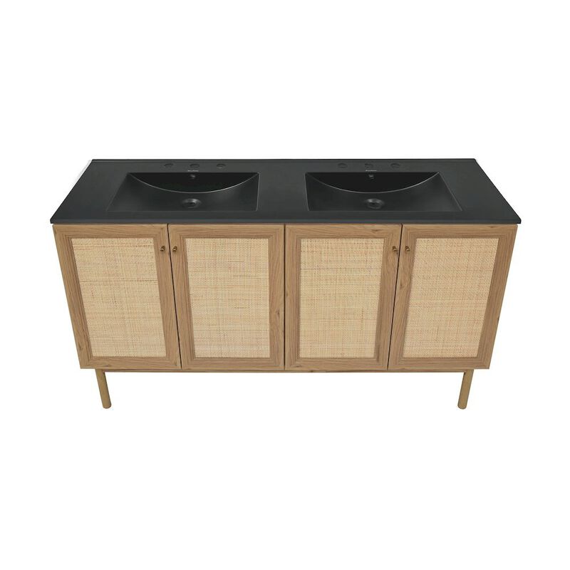 60" Freestanding Bathroom Vanity with 3-Hole Widespread Sink Top image number 6