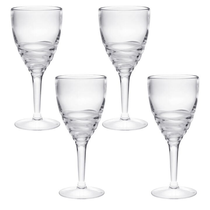 Four-Piece Swirl Acrylic Stemmed Wine Glass Set for Home or Parties