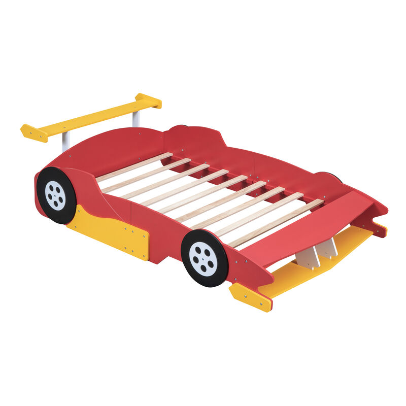 Merax Race Car-Shaped Platform Bed with Side Rails