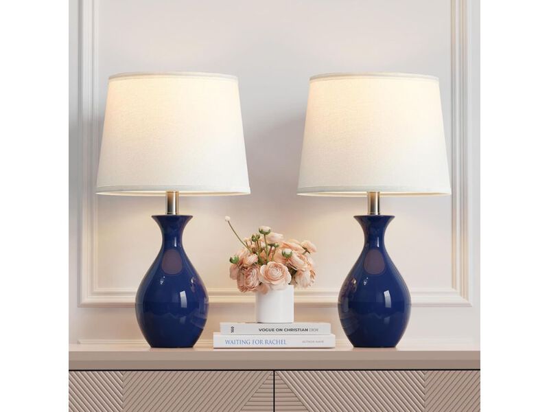 Modern Ceramic Table Lamps Set of 2 for Bedroom Living Room image number 1