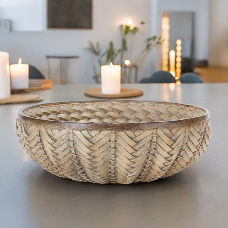 Decorative Wicker Design Bowl Set of 2 for Home Decor and Styling