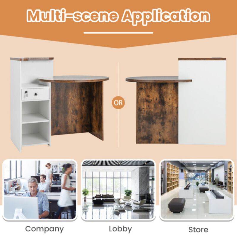 Hivvago Reception Office Desk with Open Shelf and Lockable Drawer