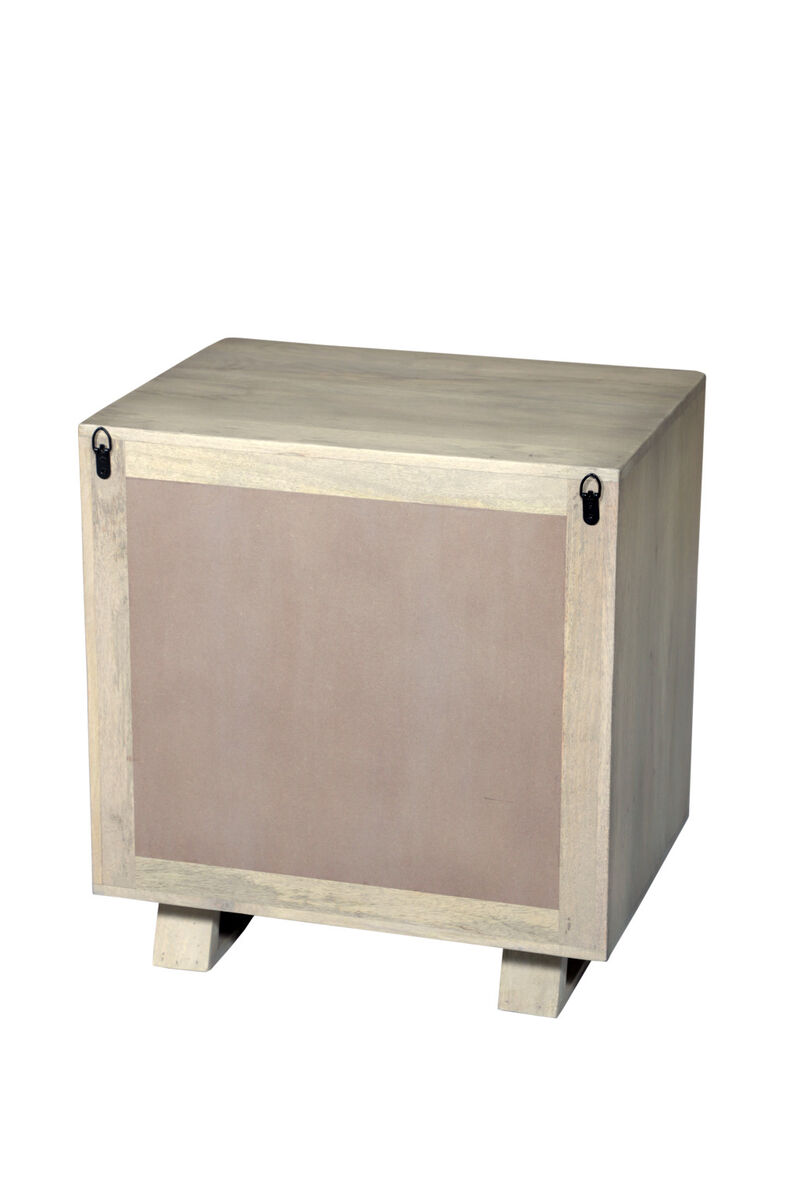 HomeRoots 26" Gray Solid Wood Carved Geometric Two Drawer Nightstand image number 5
