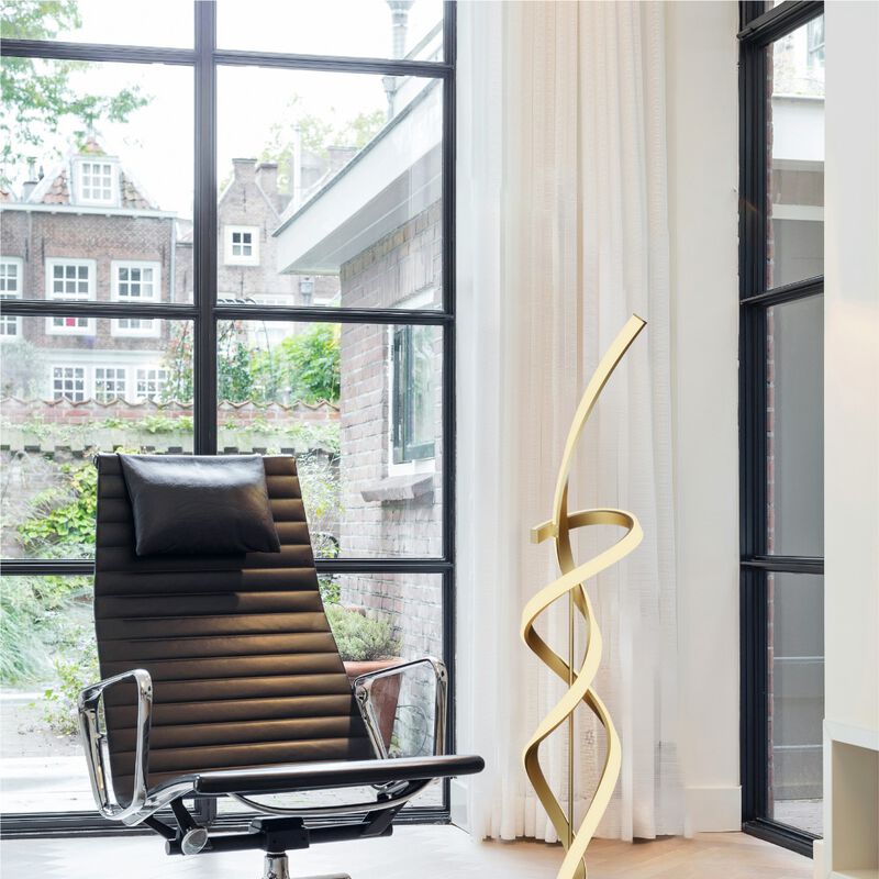 Golden Swirl 31W LED Floor Lamp 59 in. - 3000K Warm Glow- Stepless Dimming