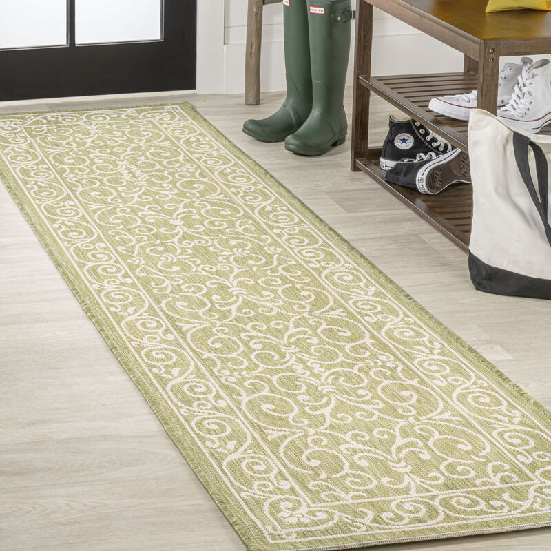 Charleston Vintage Filigree Textured Weave Indoor/Outdoor Area Rug