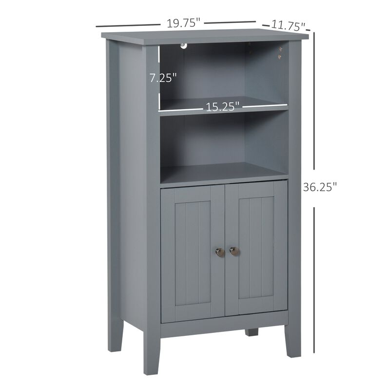 Grey Bathroom Organizer: Small Floor Cabinet with Double Doors